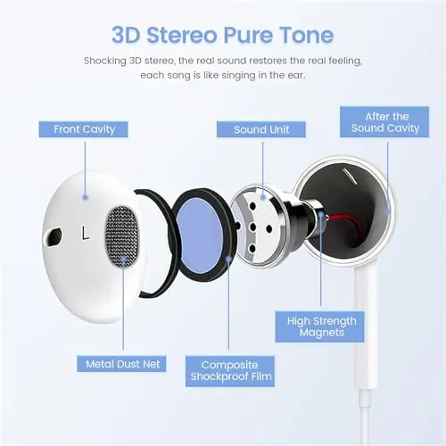 ACCZPRA 2 Pack-Apple Earbuds/iPhone Headphones/Lightning [Apple MFi Certified] Wired Earphones Built-in Microphone & Volume