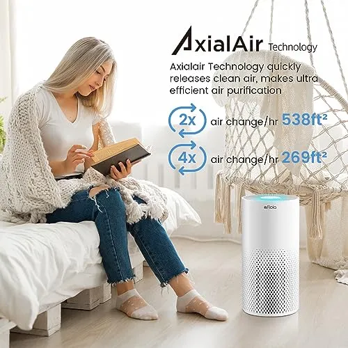 Afloia Air Purifiers for Home Large Room Up to 1076 Ft², 3-Stage Air Purifiers for Bedroom 22 dB, Air Purifiers for Pets
