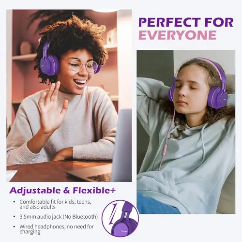 AILIHEN C8 Girls Headphones, On-Ear Headphones Wired with Microphone and Volume Control Foldable Corded Stereo 3.5mm Headset