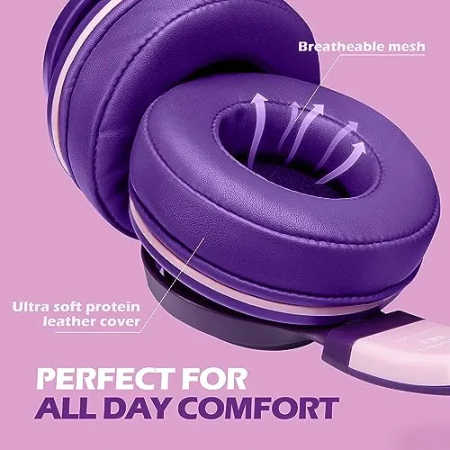 AILIHEN C8 Girls Headphones, On-Ear Headphones Wired with Microphone and Volume Control Foldable Corded Stereo 3.5mm Headset