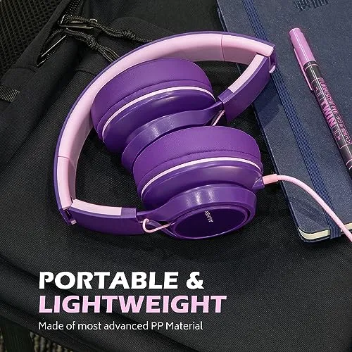 AILIHEN C8 Girls Headphones, On-Ear Headphones Wired with Microphone and Volume Control Foldable Corded Stereo 3.5mm Headset