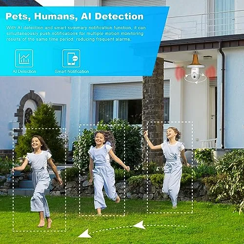 Alkivision 2K Light Bulb Security Cameras Wireless Outdoor - 2.4G Hz 360° Motion Detection, for Home Security Outside