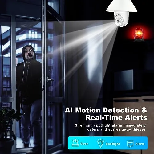 Alkivision 2K Light Bulb Security Cameras Wireless Outdoor - 2.4G Hz 360° Motion Detection, for Home Security Outside