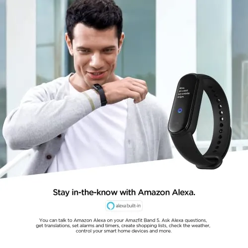 Amazfit Band 5 Activity Fitness Tracker with Alexa Built-in, 15-Day Battery Life, Blood Oxygen, Heart Rate, Sleep & Stress
