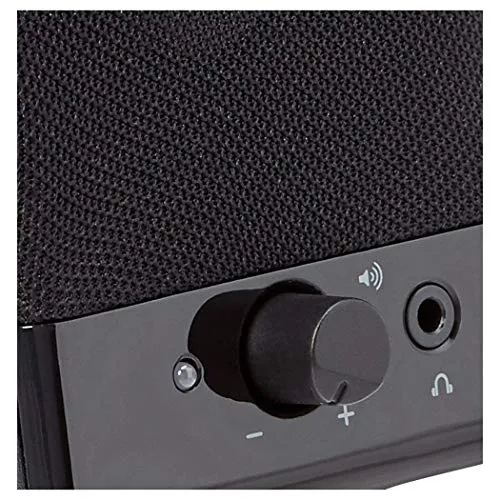 Amazon Basics Computer Speakers for Desktop or Laptop PC , USB-Powered, Black computer speaker - side view