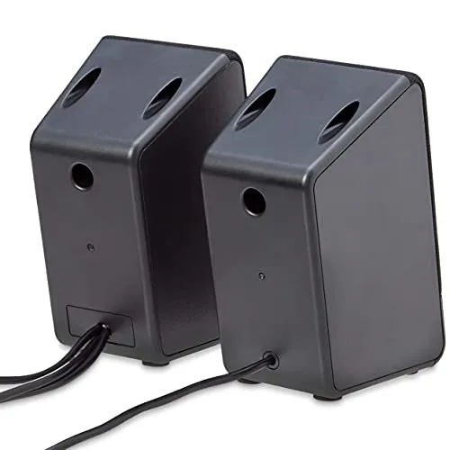 Amazon Basics Computer Speakers for Desktop or Laptop PC , USB-Powered, Black computer speaker - detail shot