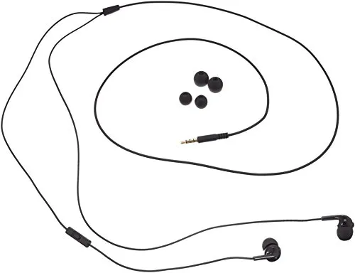 Amazon Basics In Ear Wired Headphones, Earbuds with Microphone No Wireless Technology, Black, 0.96 x 0.56 x 0.64in earbuds -