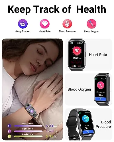 Amzhero Health Fitness Tracker with 24/7 Heart Rate, Blood Oxygen, Blood Pressure, Sleep Tracker, 5ATM Waterproof Activity