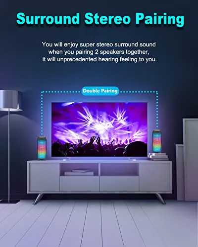 ANCOBER Wireless Bluetooth Portable Speaker 15W Stereo Sound with Multi LED Light Dynamic Modes, IPX4 Waterproof Bluetooth