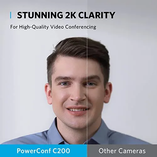 Anker PowerConf C200 2K Webcam for PC, Webcam for Laptop, Computer Camera, with AI-Noise Canceling Microphones, Stereo Mics,