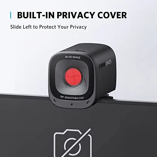 Anker PowerConf C200 2K Webcam for PC, Webcam for Laptop, Computer Camera, with AI-Noise Canceling Microphones, Stereo Mics,