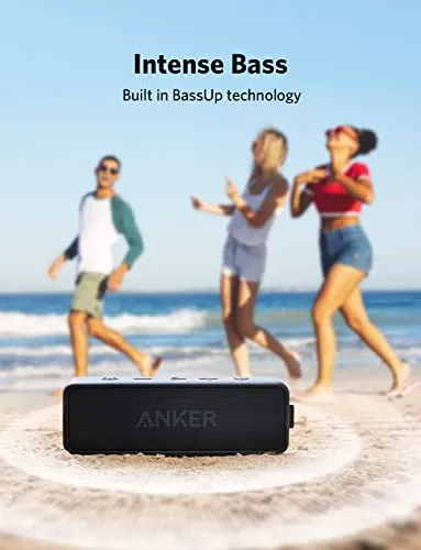 Anker Soundcore 2 Portable Bluetooth Speaker with 12W Stereo Sound, Bluetooth 5, Bassup, IPX7 Waterproof, 24-Hour Playtime,
