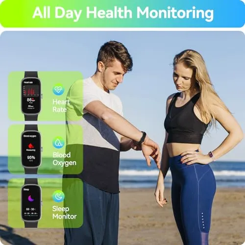 anyloop Fitness Tracker Watch with Heart Rate Blood Oxygen Sleep Monitor, IP68 Waterproof Smart Watches, Step Calorie