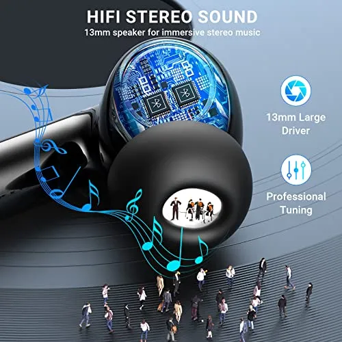 Aoslen Wireless Earbuds, Bluetooth 5.3 Earphones with 4 HD ENC Noise Canceling Mic, 42H Playtime, Bluetooth Sport Headphones
