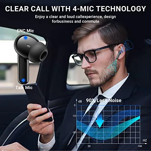 Aoslen Wireless Earbuds, Bluetooth 5.3 Earphones with 4 HD ENC Noise Canceling Mic, 42H Playtime, Bluetooth Sport Headphones