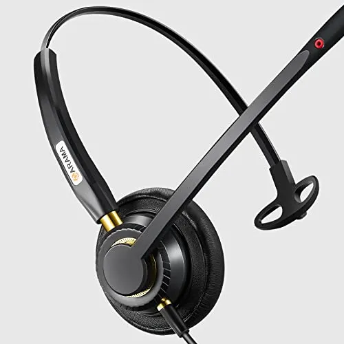 Arama USB Headset with Microphone Noise Cancelling & Audio Controls Ultra Comfort USB Headphone for Computer Laptop Pc