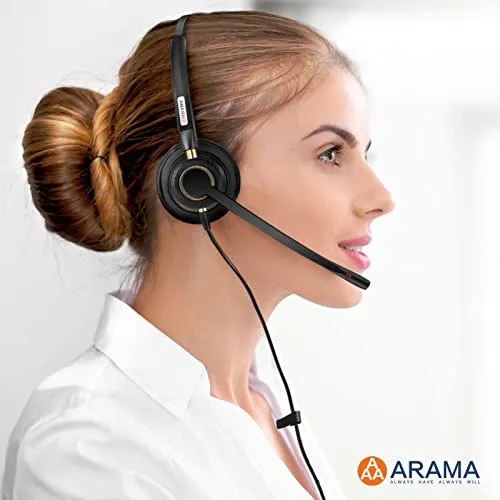 Arama USB Headset with Microphone Noise Cancelling & Audio Controls Ultra Comfort USB Headphone for Computer Laptop Pc