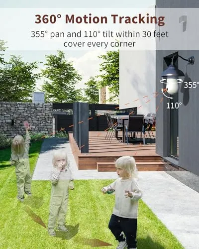 Armorcope 2K Light Bulb Security Camera 2.4GHz, 360° Motion Tracking Wireless Security Camera Outside, Full-Color Night