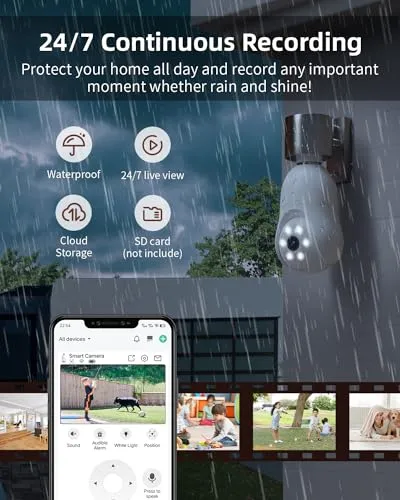 Armorcope 2K Light Bulb Security Camera 2.4GHz, 360° Motion Tracking Wireless Security Camera Outside, Full-Color Night