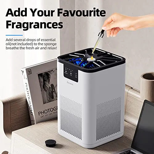 AROEVE Air Purifiers for Bedroom HEPA Air Purifier With Aromatherapy Function For Pet Smoke Pollen Dander Hair Smell 20dB