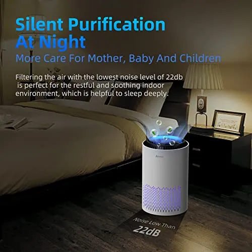 AROEVE Air Purifiers for Home, HEPA Air Purifiers Air Cleaner For Smoke Pollen Dander Hair Smell Portable Air Purifier with