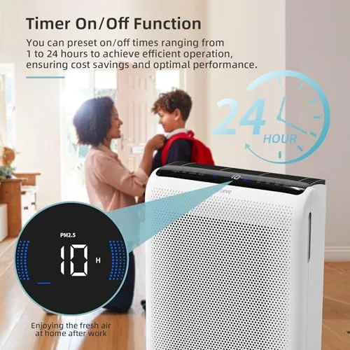 AROEVE Air Purifiers For Home Large Room Up to 1395 Sq Ft with Air Quality Laser Sensors, H13 True HEPA Filter, Washable