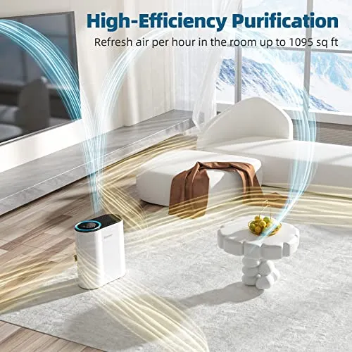 AROEVE Air Purifiers for Large Room Up to 1095 Sq Ft Coverage with Air Quality Sensors H13 True HEPA Filter with Auto