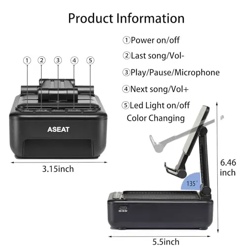 ASEAT Gifts for Men Him, Cell Phone Stand with Bluetooth Speaker&Led Color Changing Light, Unique Gifts for Women Dad Her
