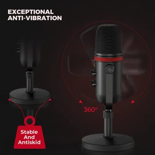 AUDIOPRO USB Microphone, Computer Condenser Gaming Mic for PC/Laptop/Phone/PS4/5, Headphone Output, Volume Control, USB Type