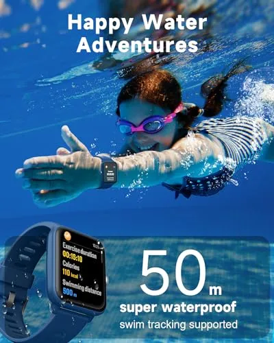 BIGGERFIVE Kids Fitness Tracker Watch, Pedometer, Heart Rate, 5ATM Waterproof, Sleep Monitor, Alarm Clock, Calorie Step