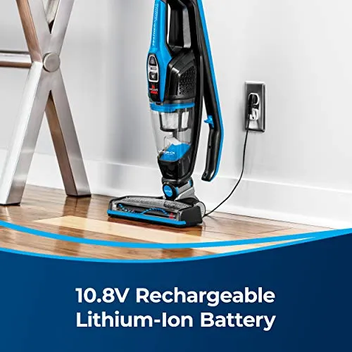 BISSELL, 3061 Featherweight Cordless Stick Vacuum, Electric Blue, Black vacuum cleaner - in use
