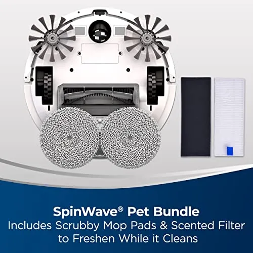 Bissell SpinWave Pet Robot, 2-in-1 Wet Mop and Dry Robot Vacuum, Rotating Mop Pads Scrub Floors, WiFi Connected with