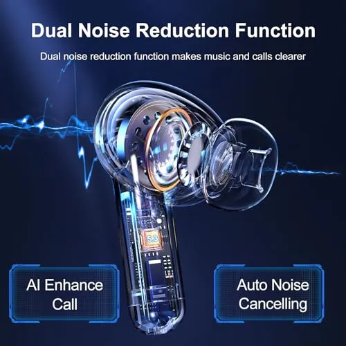 Blackview Wireless Earbuds in Ear Headphones Wireless Bluetooth 5.3, TWS Ear Buds Built-in Mic Sports Noise Canceling