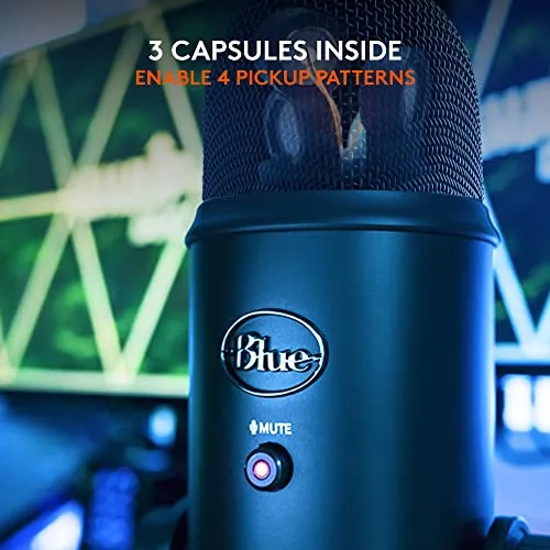 Blue Microphones Blue Yeti USB Microphone - Blackout Edition (Renewed) microphone - in use