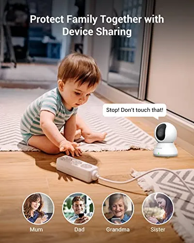 blurams Security Camera, 2K Indoor Camera 360° Pet Camera for Home Security w/Motion Tracking, Phone App, 2-Way Audio, IR