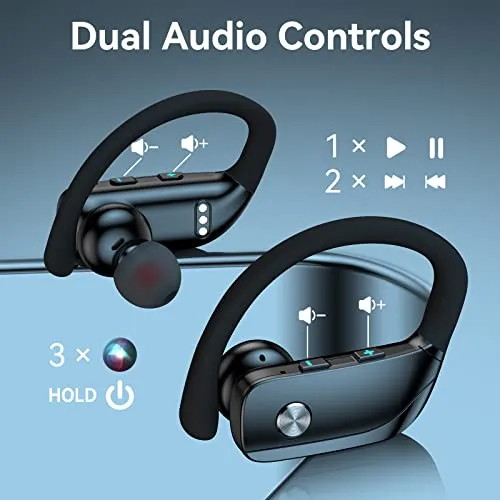 bmani Wireless Earbuds Bluetooth Headphones 48hrs Play Back Sport Earphones with LED Display Over-Ear Buds with Earhooks