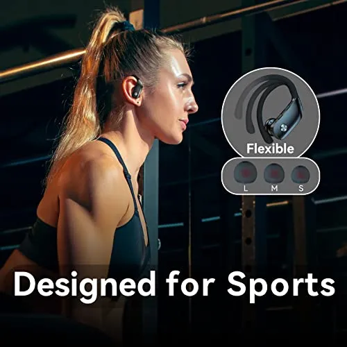 bmani Wireless Earbuds Bluetooth Headphones 48hrs Play Back Sport Earphones with LED Display Over-Ear Buds with Earhooks