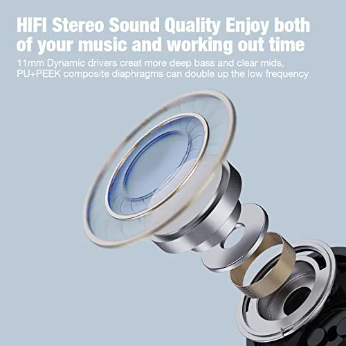 Boean Bluetooth Headphones, Wireless Earbuds with 16 Hours Playtime Bluetooth 5.3 Wireless Headphones HD Deep Bass Stereo