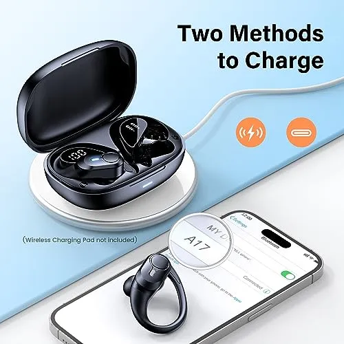 BOLOXA Wireless Earbuds Bluetooth Headphones 70hrs Playback Ear Buds IPX7 Waterproof Wireless Charging Case & Dual Power