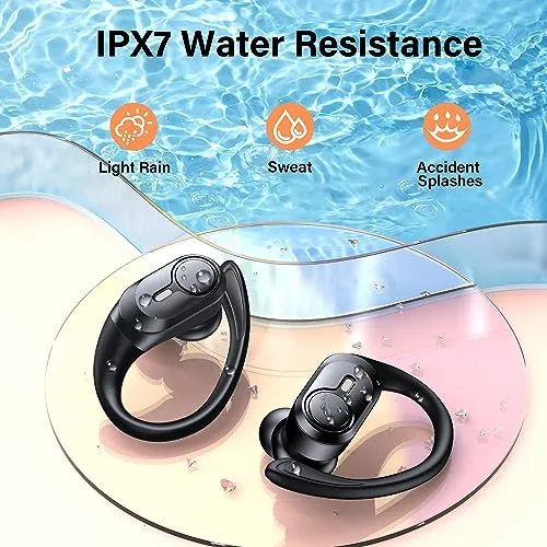 BOLOXA Wireless Earbuds Bluetooth Headphones 70hrs Playback Ear Buds IPX7 Waterproof Wireless Charging Case & Dual Power
