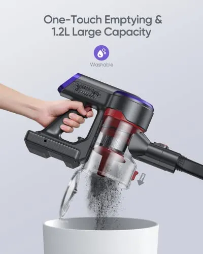BuTure Cordless Vacuum Cleaner, 400W 33Kpa Powerful Stick Vacuum with 55min Runtime Detachable Battery, Touch Display and