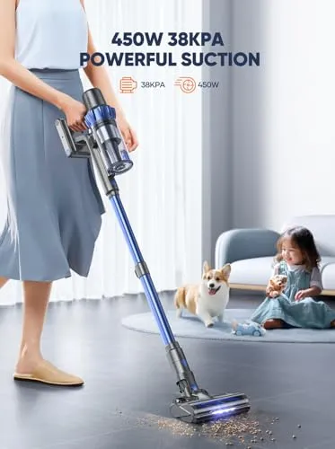 Buture Pro Cordless Vacuum Cleaner, 450W 38KPA Stick Vacuum with Intelligent Auto Mode, Color Touch Display, Up to 55Mins,