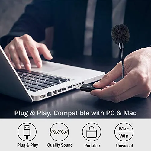 C G CHANGEEK, CGS-M1Mini USB Microphone for Laptop and Desktop Computer, with Gooseneck & Universal USB Sound Card,