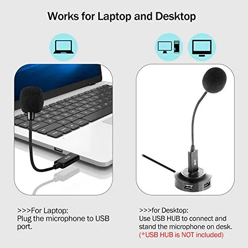 C G CHANGEEK, CGS-M1Mini USB Microphone for Laptop and Desktop Computer, with Gooseneck & Universal USB Sound Card,