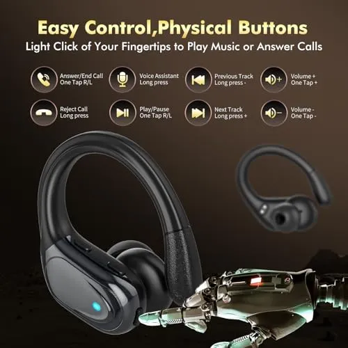 Catitru Wireless Earbuds Bluetooth Headphones 80hrs Playback Ear Buds IPX7 Waterproof&Power Display with ENC Noise Canceling