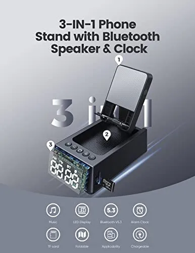CHIFENCHY Gifts for Him, Her, Cell Phone Stand Bluetooth Speaker, Cool Tech Kitchen Gadgets Adjustable Phone Holder,