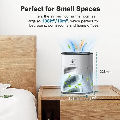CHIVALZ 2 Pack CHIVALZ Air Purifiers for Bedroom, Air Purifiers for Home Bedroom up to 216ft², Quiet Air Cleaner with 24dB