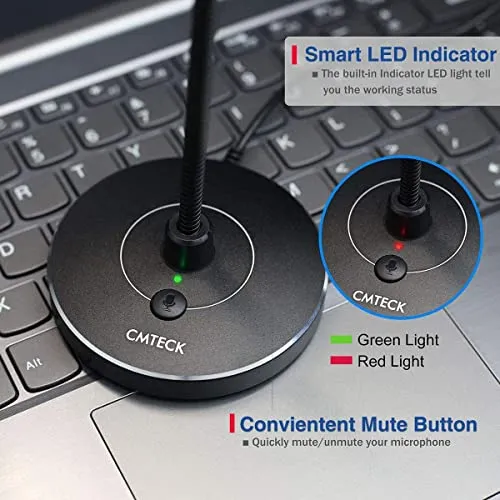 CMTECK USB Computer Microphone G009, Noise-Cancelling Recording Desktop Mic for PC/Laptop for Online Chatting, Home Studio,