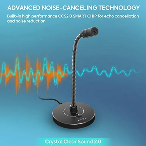 CMTECK USB Computer Microphone G009, Noise-Cancelling Recording Desktop Mic for PC/Laptop for Online Chatting, Home Studio,