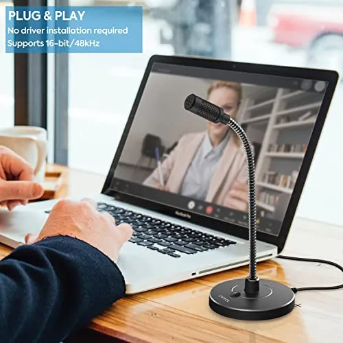 CMTECK USB Computer Microphone G009, Noise-Cancelling Recording Desktop Mic for PC/Laptop for Online Chatting, Home Studio,